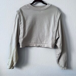 Alo Yoga Cropped Fresh Coverup Sweater Size Medium Tan Cream